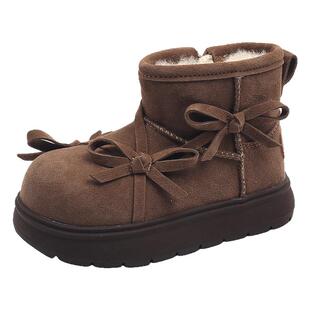 大头儿童雪地靴女童东北大棉鞋2025新款冬季加绒加厚保暖宝宝短靴