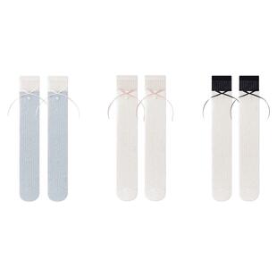 女童长筒袜夏薄款纯棉小女孩蝴蝶结小腿袜配裙子宝宝洛丽塔公主袜