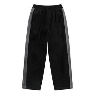 BJHG不计后果冬季银狐绒裤子潮牌男加绒美式运动直筒休闲卫裤女