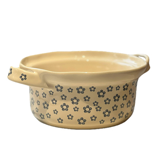 小蓝花双耳汤碗家用2026新款大容量泡面碗陶瓷餐具漂亮大碗酸奶碗