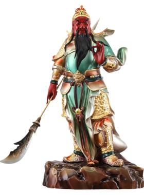 信扬黄铜招财供奉关二爷家用摆件