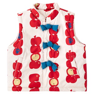嘟嘟家儿童拜年服红色宝宝冬季马甲婴儿过年衣服男童女童新年背心