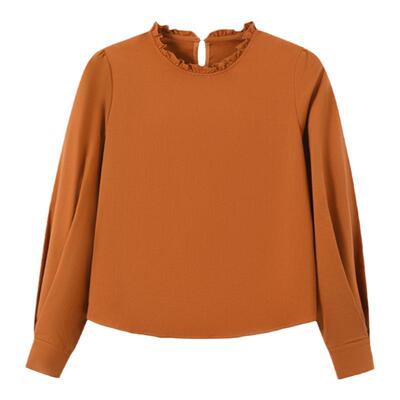 bbfer本依凡秋款土砖色复古衬衣通勤显白显瘦通勤风衬衫STSCY0285