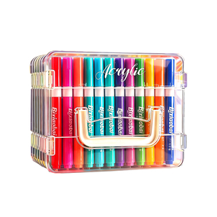 水彩笔小学生美术专用丙烯马克笔直液式软头儿童可水洗可叠色幼儿园不透色可擦绘画画笔芯彩色涂鸦套装颜色笔