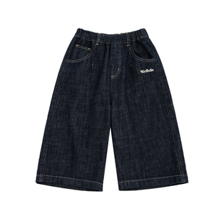 Itssmile童装男童牛仔裤春夏新款儿童亚麻直筒裤子女童初夏七分裤