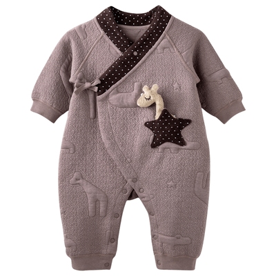 [魔法口袋]aqpa爱帕婴儿夹棉半背衣初生宝宝保暖上衣冬装新生儿萌