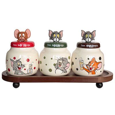 可爱猫和老鼠调味罐套装油泼辣子