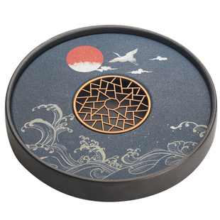 2026新款高端茶盘家用陶瓷小型圆形干泡茶台吸水沥水茶具茶杯托盘