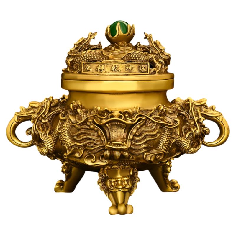 黄铜九转乾坤香炉摆件熏香炉