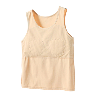 带胸垫防凸点一体式妈妈吊带背心女宽松大码老人无袖棉汗衫薄款夏