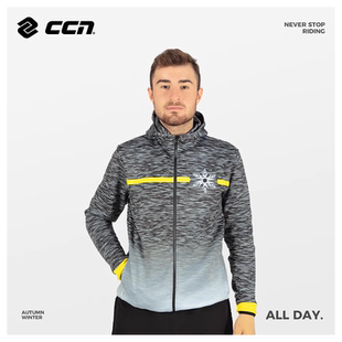 CCN秋冬季抓绒骑行服自行车公路车男士款带帽休闲服防风保暖外套