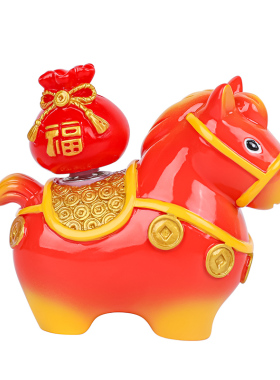 唐三彩小福马转转桌面摆件国潮风