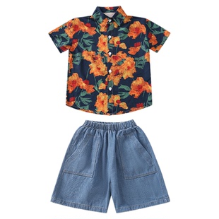 儿童复古港风啦啦队演出服小学生运动会花怀旧衬衫舞蹈表演服套装
