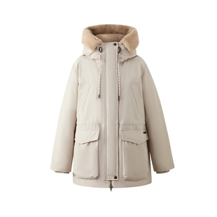 【特氟龙三防&鹅绒】Eland衣恋羽绒服女毛领加厚外套2025冬季新款