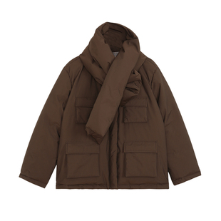 BLANK LABEL轻便围巾短款羽绒服女花苞羽绒半身裙两件套装厚保暖