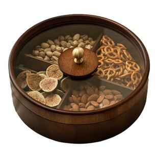 实木质干果盘四宫格轻奢高档新中式坚果盘2024新款零食糖果收纳盒
