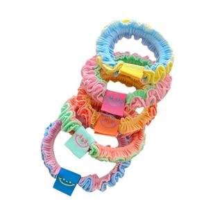 彩色橡皮筋高弹力耐用扎头头绳褶皱花边发圈女儿童高马尾发绳头饰