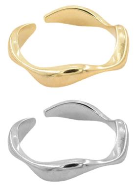 纯银网红金属双色冷淡开口戒指女