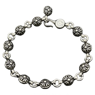 s925纯银克罗伈复古字母手链男欧美嘻哈个性小众霸气十字花经典款