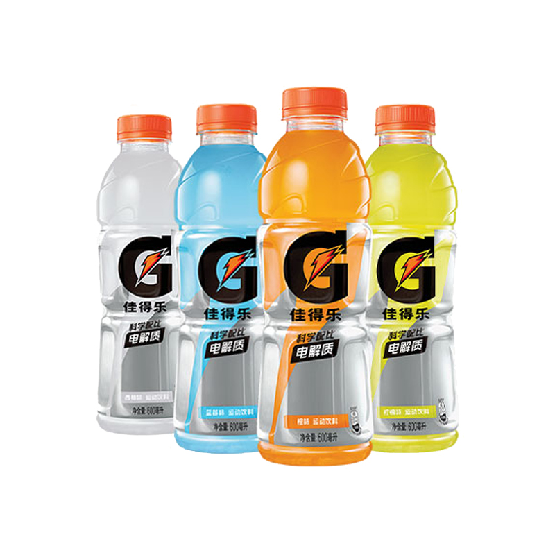 Gatorade佳得乐电解质饮料蓝莓橙味冰柠西柚功能饮料600ml*4/15瓶