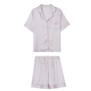 JoyceBra韩系波点冰丝睡衣女2026夏季新款缎面凉感短袖家居服套装