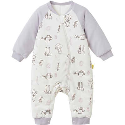 papa秋冬婴儿衣服连体衣夹棉加厚