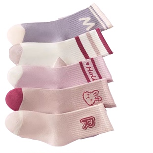 女童袜子春秋冬季柔软儿童女孩纯棉防滑中筒袜宝宝韩系卡通棉袜