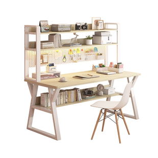 家用小户型卧室办公桌洞洞板书桌书架一体桌学生写字桌简易学习桌
