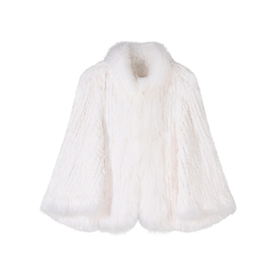 F PROJECT【北海初雪】1oo%兔毛编织披肩小斗篷皮草外套女秋冬