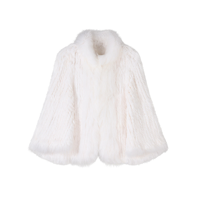 F PROJECT【北海初雪】1oo%兔毛编织披肩小斗篷皮草外套女秋冬