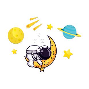 宇航员太空人儿童房墙面装饰幼儿园主题墙贴托管房间环创布置文化