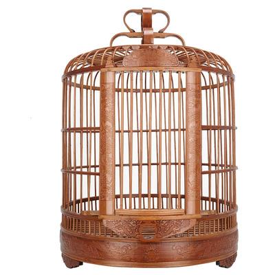 雕刻画眉鸟笼竹精品高端手工雕花豪华高级大号八哥鹩哥竹制鸟笼子