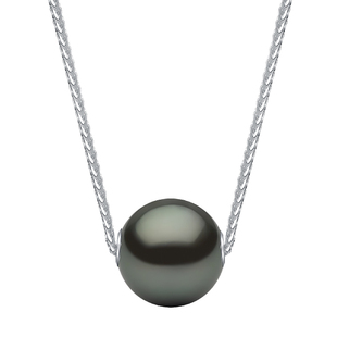 BEAUFINA百分娜18K金大溪地黑珍珠项链海水珍珠路路通吊坠颈饰