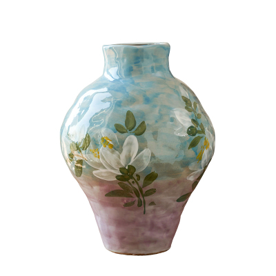 景德镇陶瓷花瓶中式复古彩绘花卉客厅水养鲜花插花大号摆件油画风