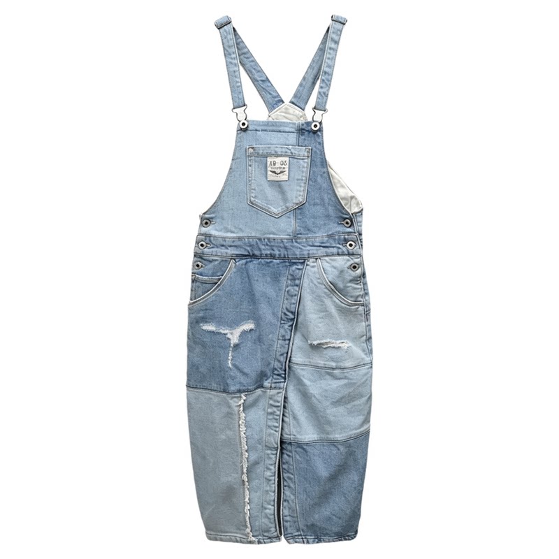 ABLEJEANS女牛仔开叉背带长裙