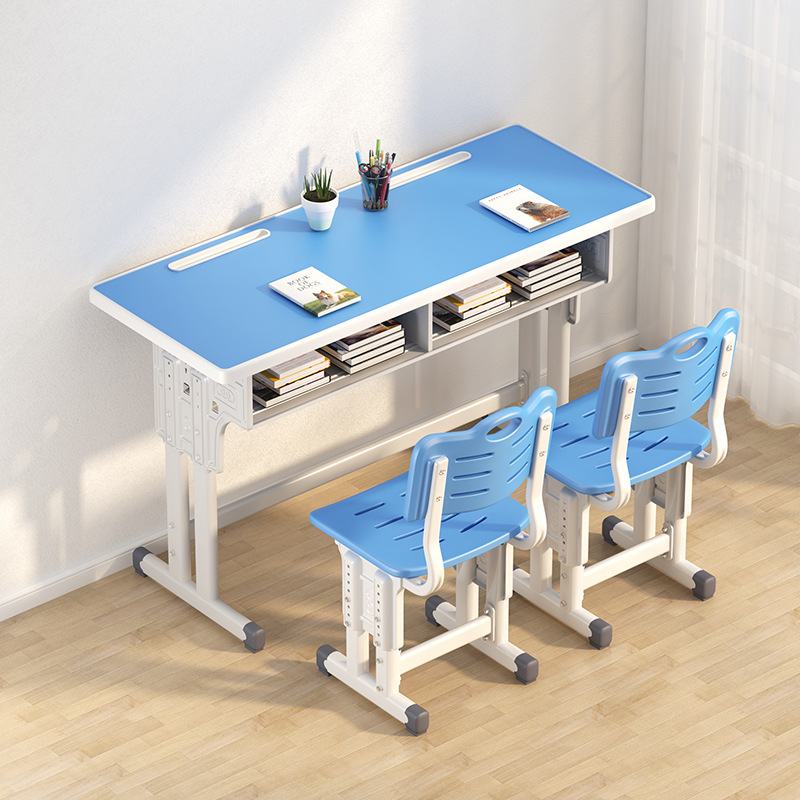 双人课桌椅儿童学习组合桌椅升降培训班批发学校书桌初高中可家用