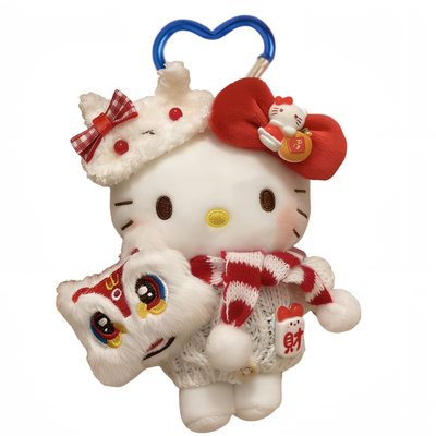 正版新年红纽扣HelloKitty凯蒂猫包挂件卡通毛绒玩偶钥匙扣送礼物