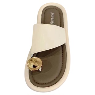 2025年新款8813-1拇指圆扣百搭时尚外穿小香风凉拖女鞋夏款