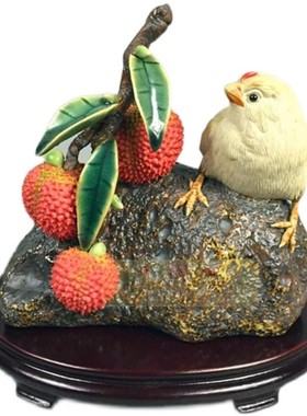 精品荔枝摆件乐在其中小鸡