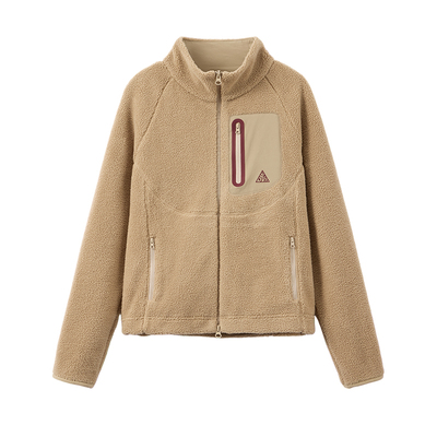 CLOUDSPACE【热咖啡】结构拼缝高领颗粒绒立领厚外套2025冬上衣女