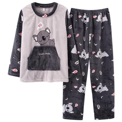 法兰绒睡衣加大码学生女卡通可爱