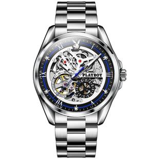 正品新款花花公子男士手表机械表全自动防水飞轮镂空夜光品牌腕表