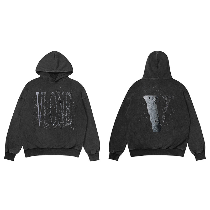 VLONE STAPLE HOODIE25新品月球大LOGO印花男女同款烫钻连帽卫衣