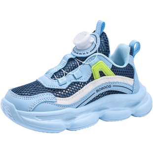 巴布豆男童鞋夏款2026年新款单网镂空透气男孩鞋子网鞋儿童运动鞋