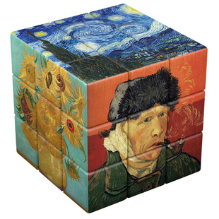 梵高星空莫奈睡莲创意三阶魔方玩具 儿童益智魔方图片定制个性