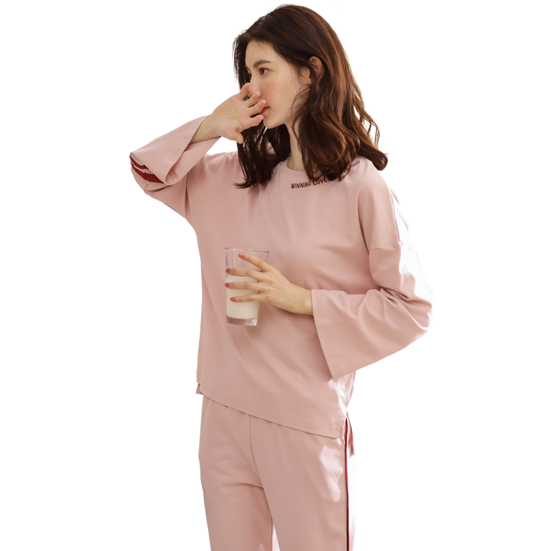 韩版宽松全棉简约风套头家居服