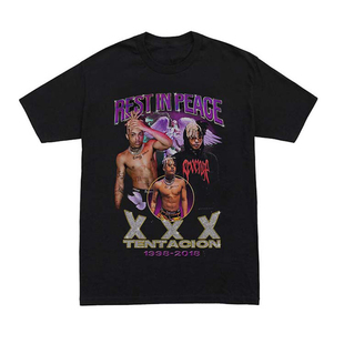 XXXTENTACION T恤纪念款Vintage短袖欧美纯棉宽松嘻哈说唱复古T恤