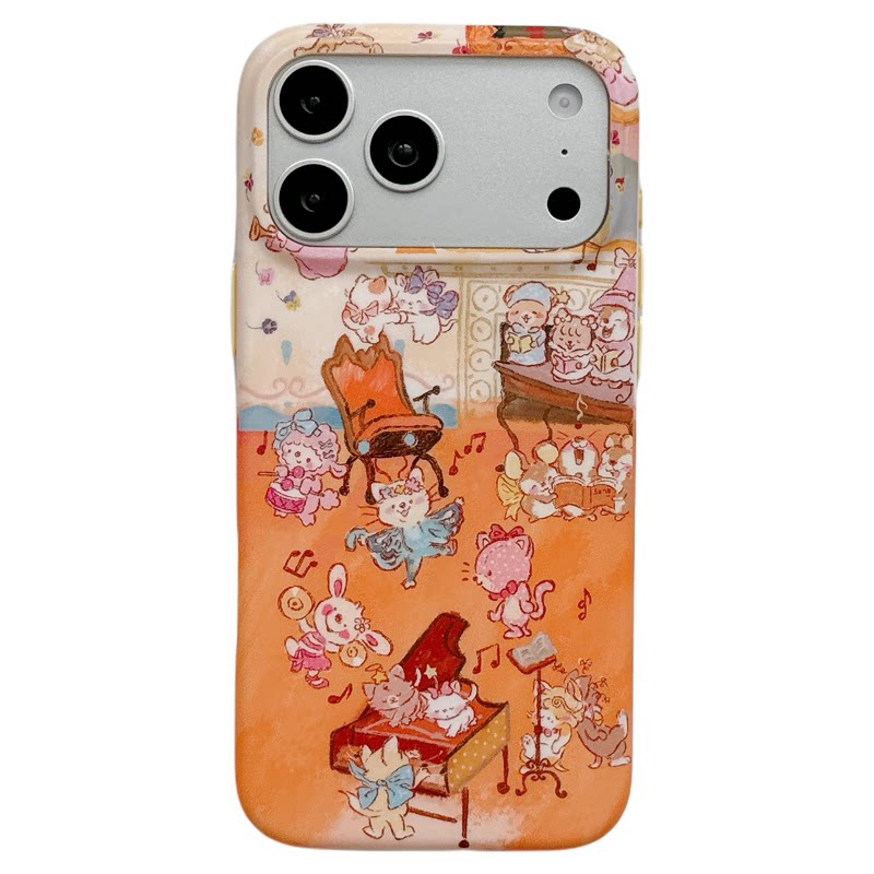 MoreRex古早油画卡通小动物适用苹果18手机壳iphone17promax新款18pro创意15全包防摔保护套14少女心16超好看