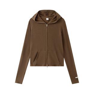 SW速惟开衫连帽运动卫衣女2025秋季薄款双面抓绒短款拉链保暖外套