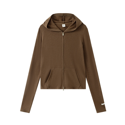 SW速惟开衫连帽运动卫衣女2025秋季薄款双面抓绒短款拉链保暖外套